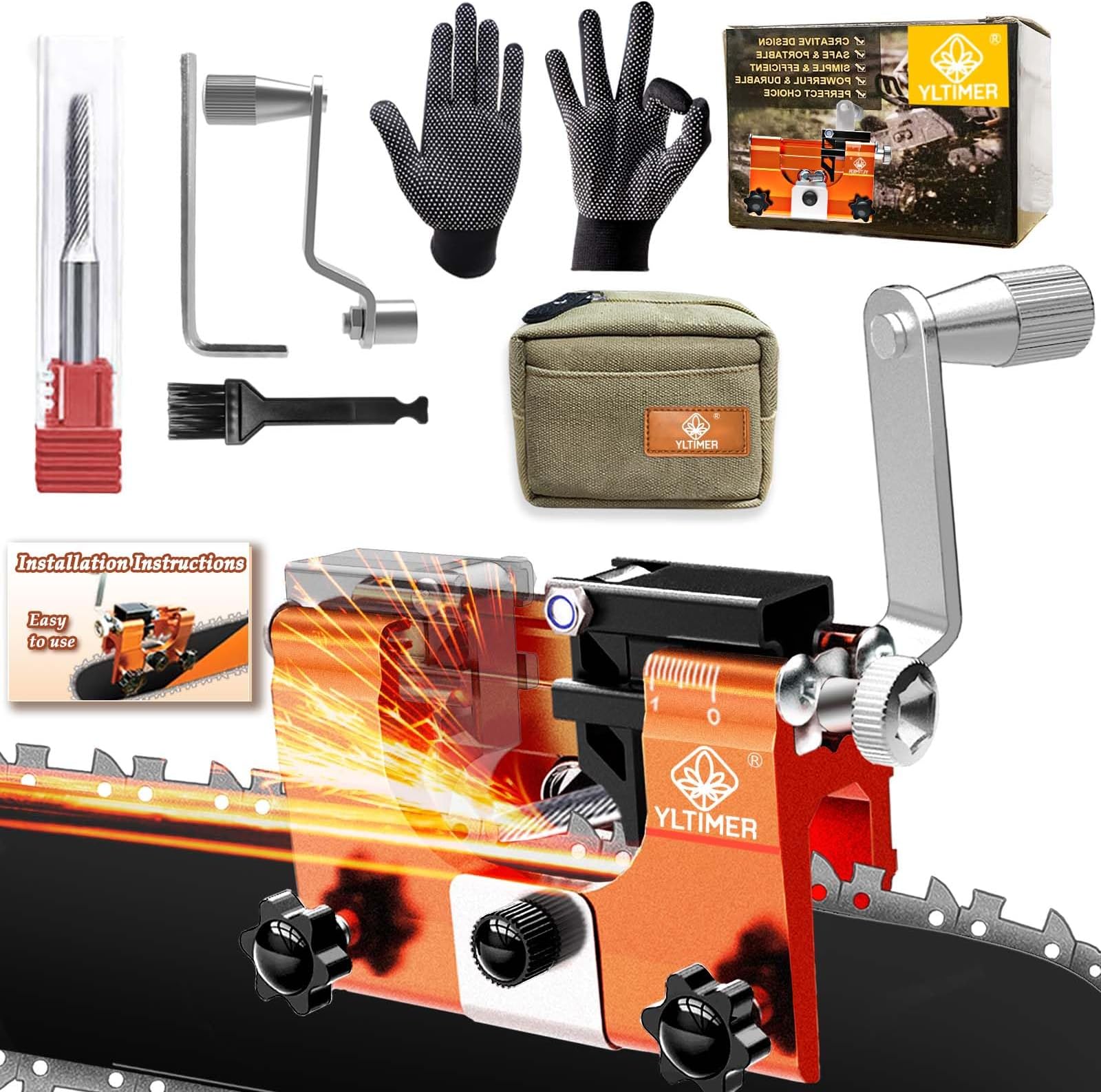 MRELC Chainsaw Sharpener, Chainsaw Sharpening Jig Kit, with