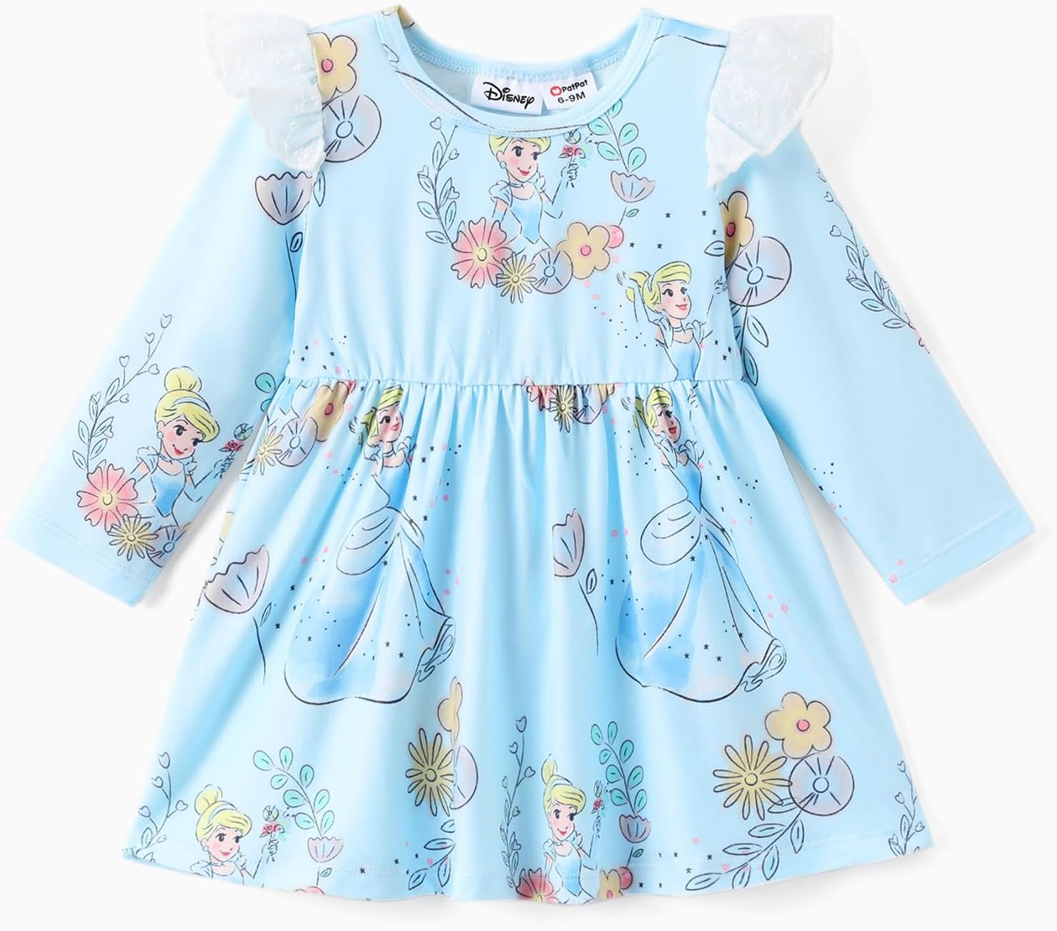 Princess Frozen Elsa Minnie Mickey Stitch Ruffle Sleeve Dress A Line Long Sleeve Kids Clothes Baby to Toddler