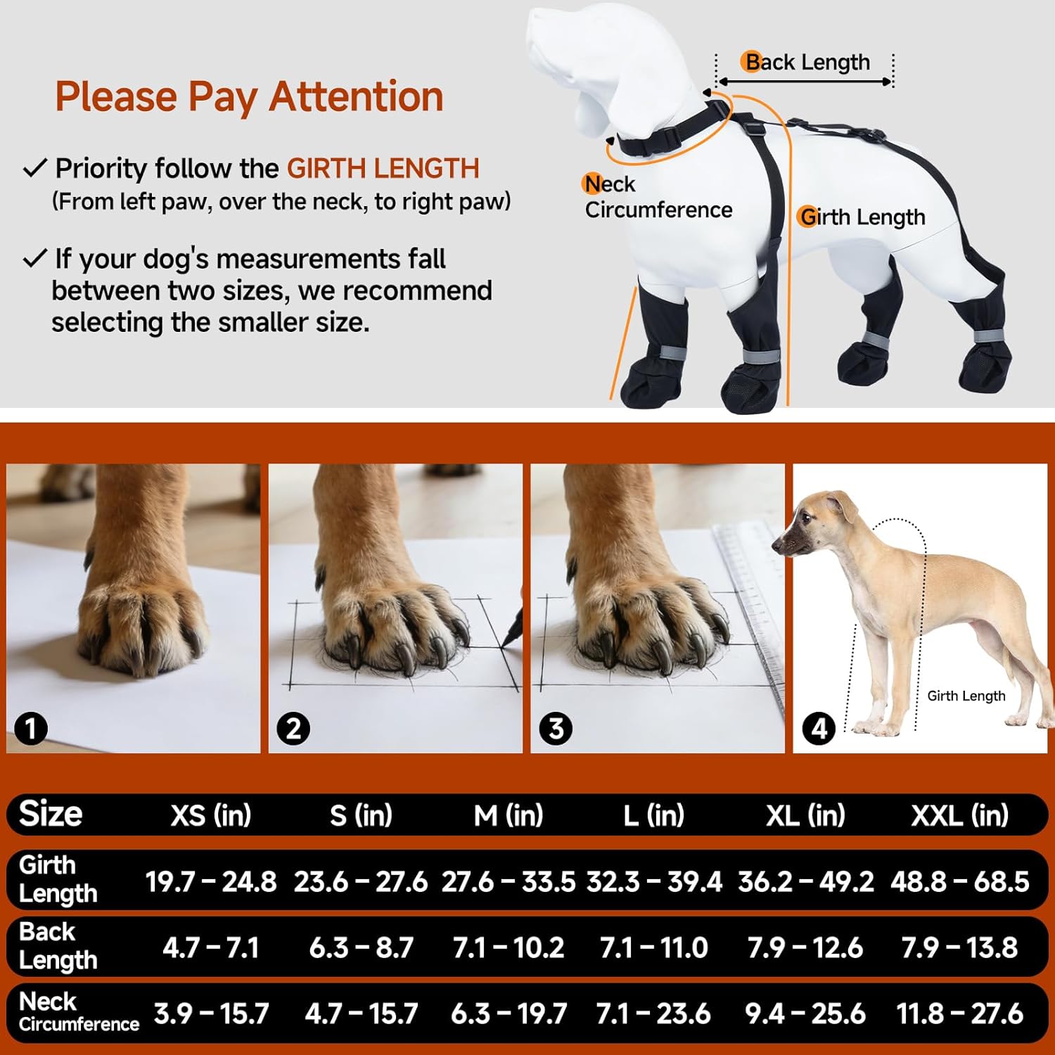 Dog Suspender Boots Reflective & Waterproof – Winter Dog Shoes for Walking, Hiking & Running, Adjustable, Non-Slip, Stay-On Pet Booties Paw Protectors for Medium Dogs, Black, Size XL