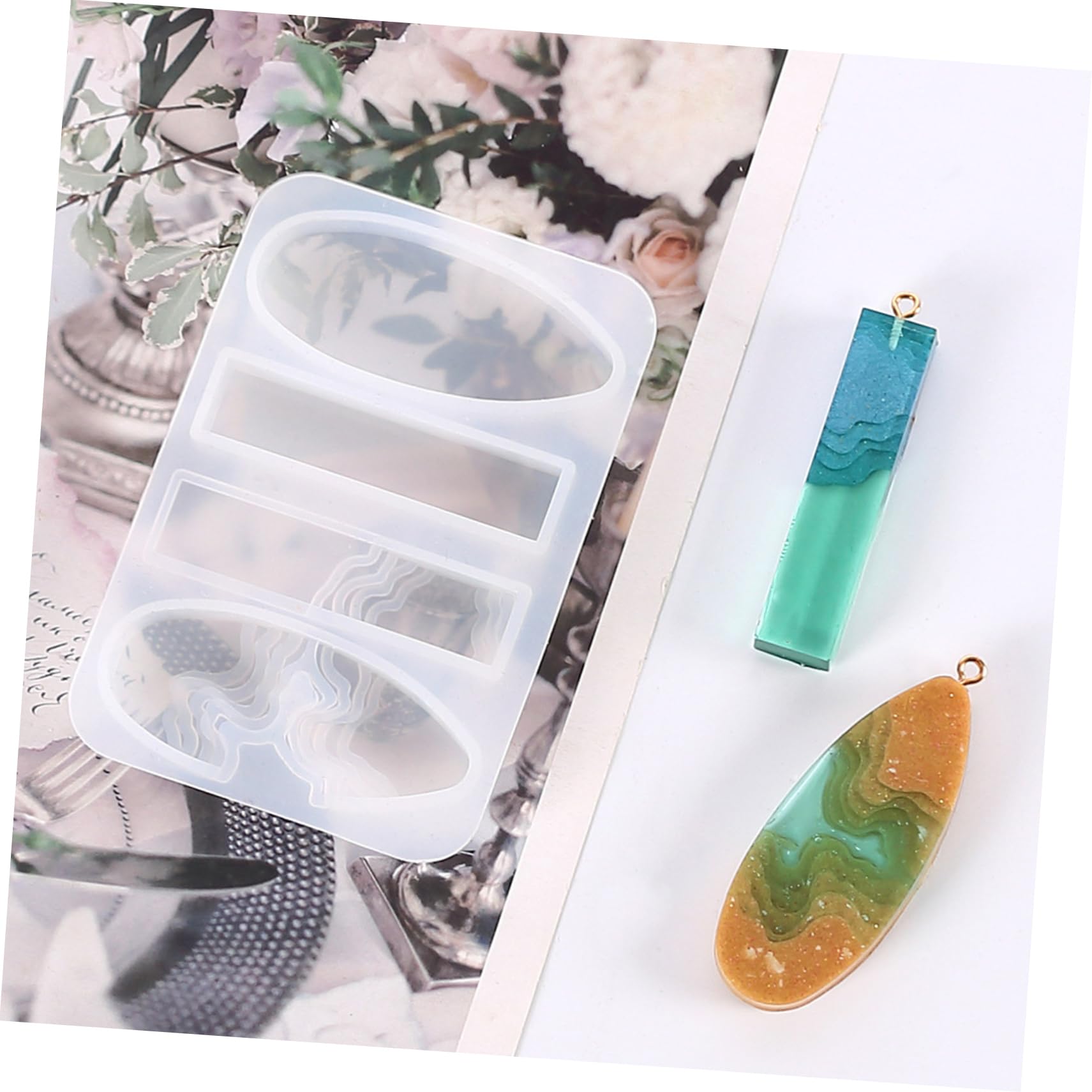EXCEART 12pezzi Stampo Silicone Per Ciondoli Fai Te Mold Per Gioielli e Orecchini Materiale Resistente e Flessibile Per Creazioni Artistiche Personalizzate