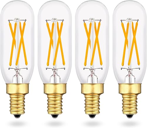 EQ Lighting Bombilla LED E12 Edison, 4 W, igual a 40 W, bombillas de candelabro de 2700 K, luz blanca cálida, bombilla LED T6 T25 regulable,