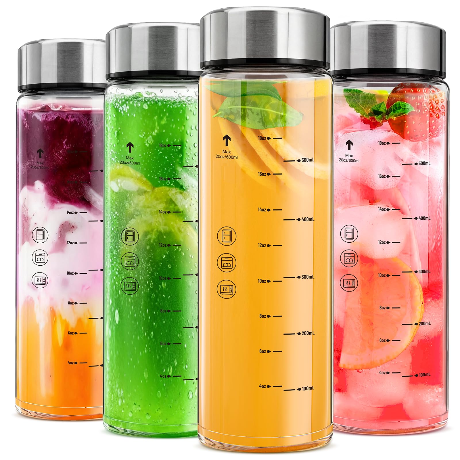 Yirilan Juice Bottles 4 Pack 20 oz