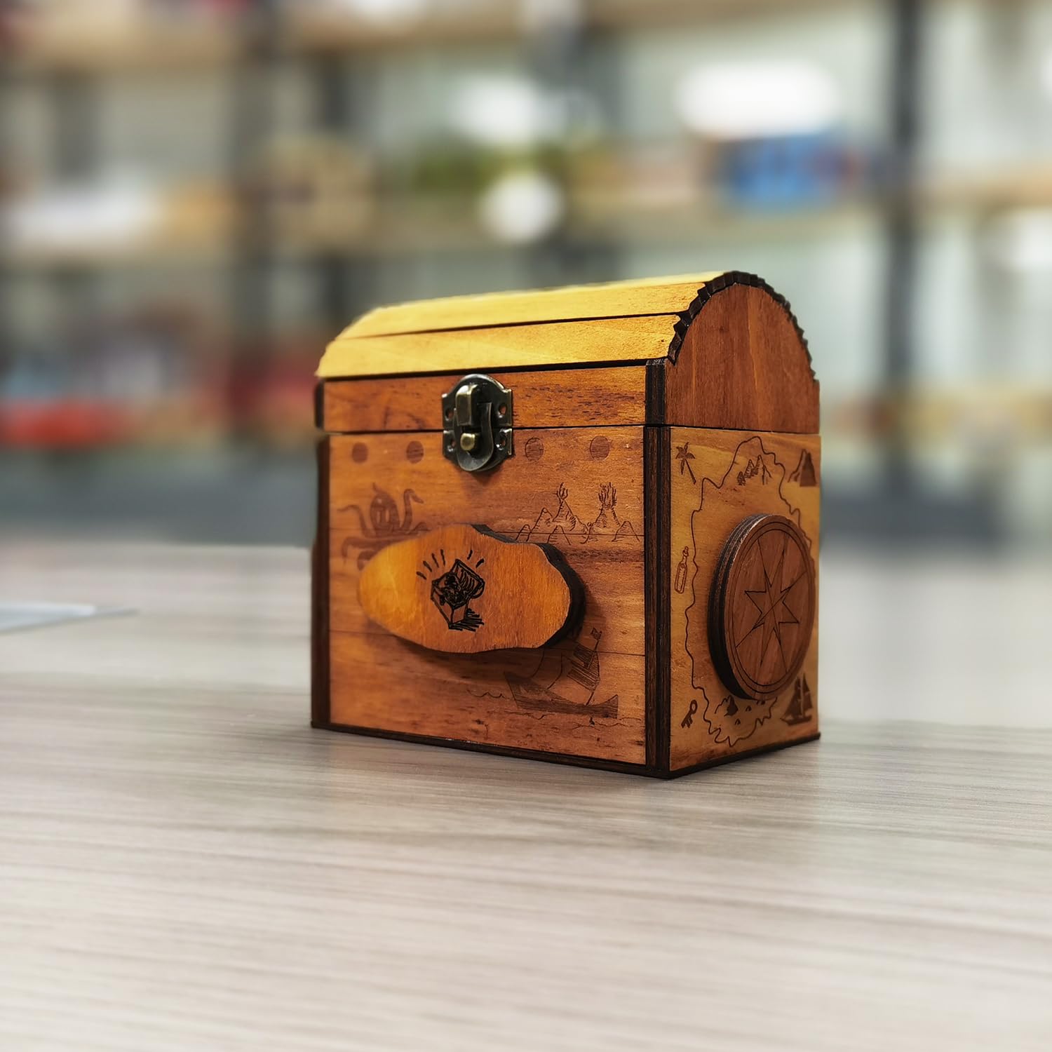 SOUCCESS KNOBELSPIEL SCHATZKISTE - Holzspiel - zum Knobeln & Tüfteln, Geschenk-Verpackung - knifflig zu öffnen als echte Herausforderung für Jung und Alt, inkl. Schatzkarte (Packung mit 2)