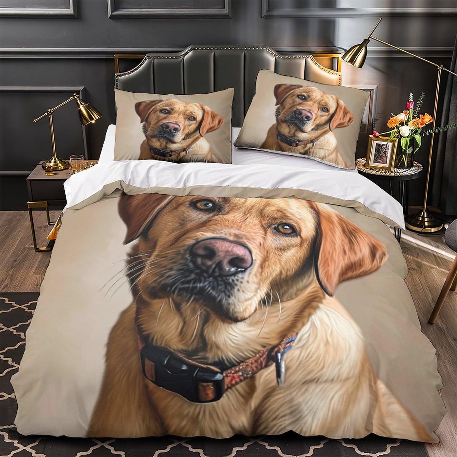 Parure de lit chien 3D en microfibre premium douce 140x200 pour une chambre chic