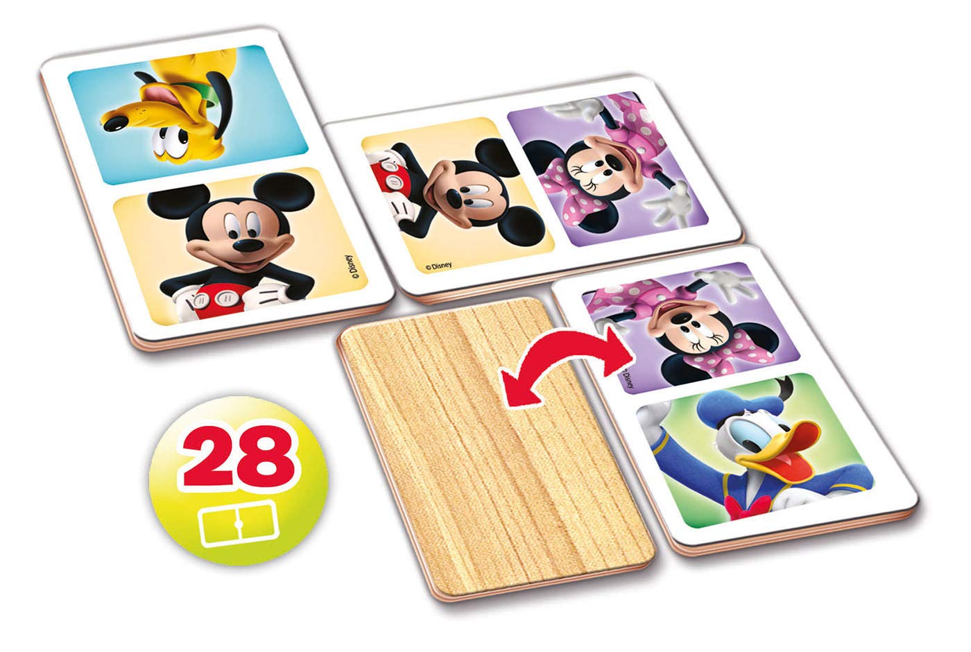Educa - Gra edukacyjna, Domino, Mickey Minnie, 28 elementów drewna (16037)