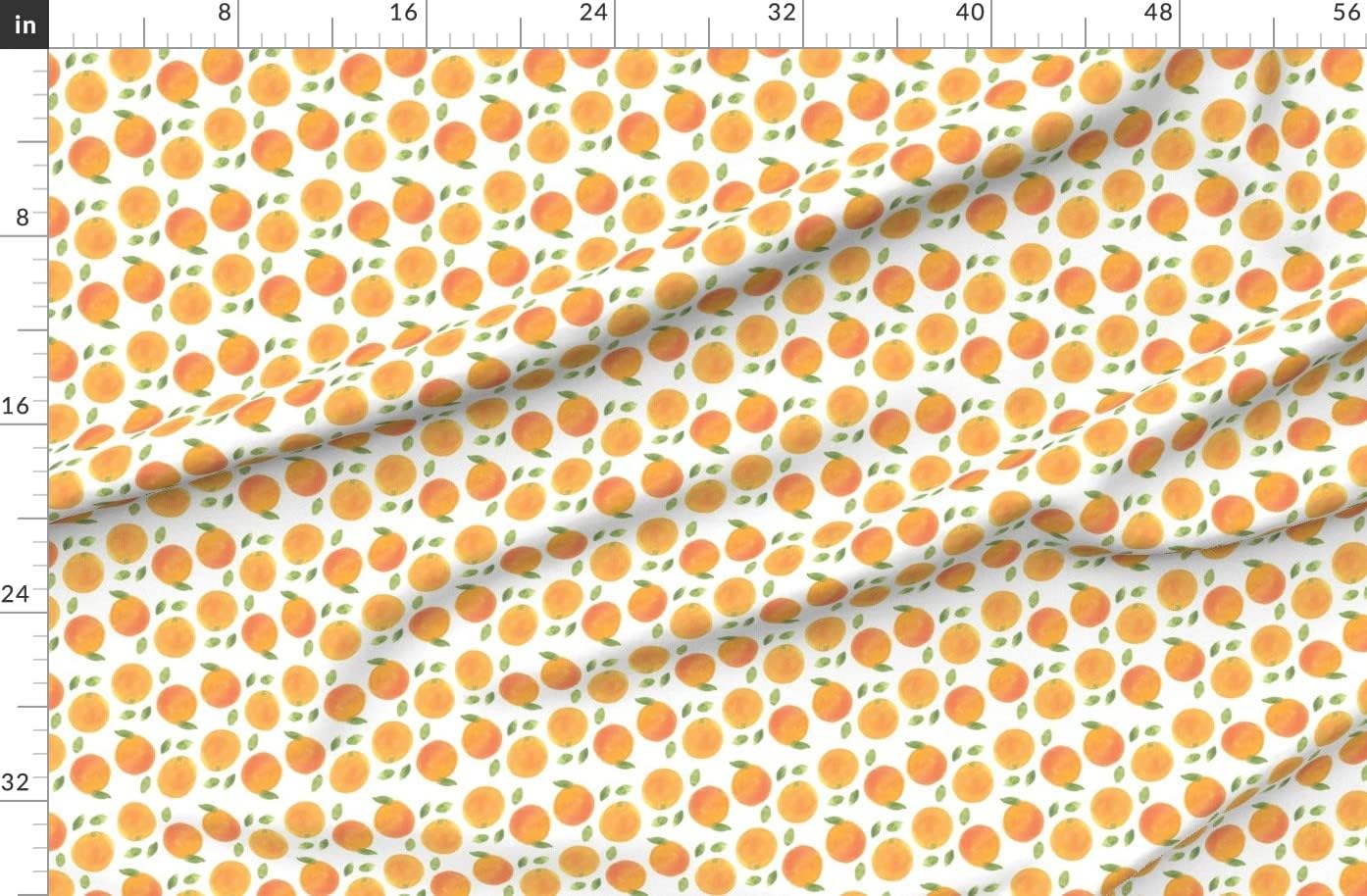 Spoonflower Fabric - Watercolor Oranges Citrus Orange Fruit Printed on Organic Cotton Sateen Fabric by The Yard - Sewing Quilting Apparel Home Decor