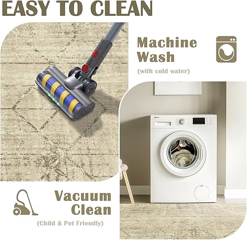 Miniatura 5 de jinchan Alfombra de pasillo marroquí de 2 x 5 pies con línea bohemia lavable moderna geométrica decorativa suave alfombra interior antideslizante