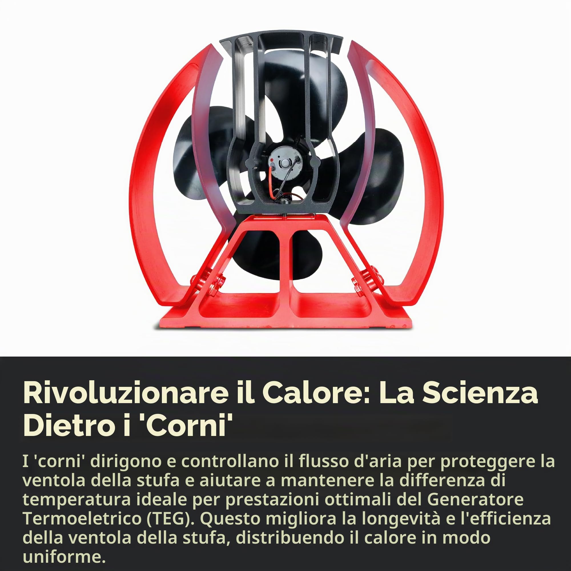 Forest Master Ventilatore per stufa Viking avanzato, potente design a 4 pale per una circolazione del calore ecologica in stufe a legna e caminetti (nero satinato, Viking Air)