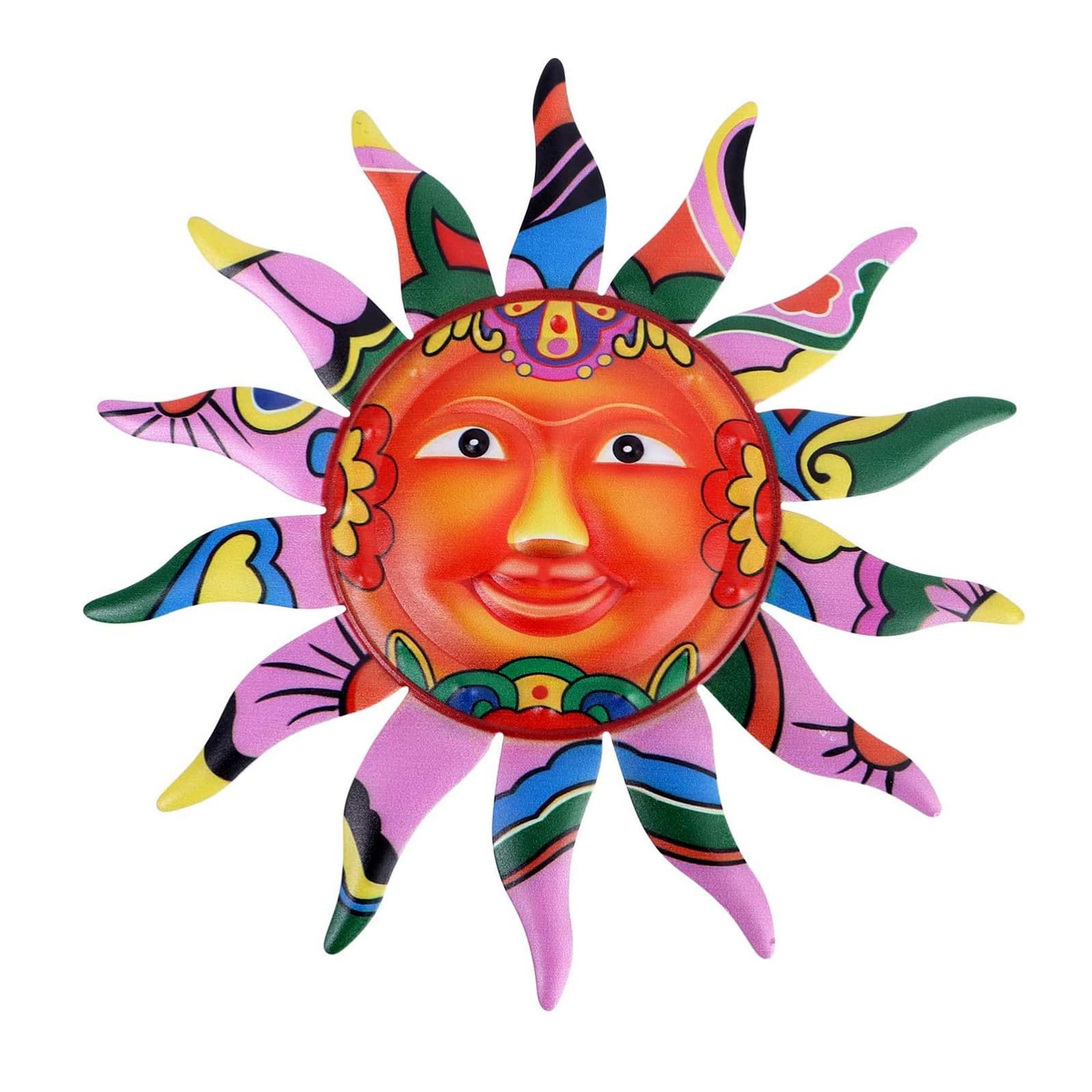 PROW® Sun Home Garden Statue Sculpture Decorative Hanging Metal 12.8 inch Purple Sunflower For Porch Living Room Lawn Flower Bed Decoration