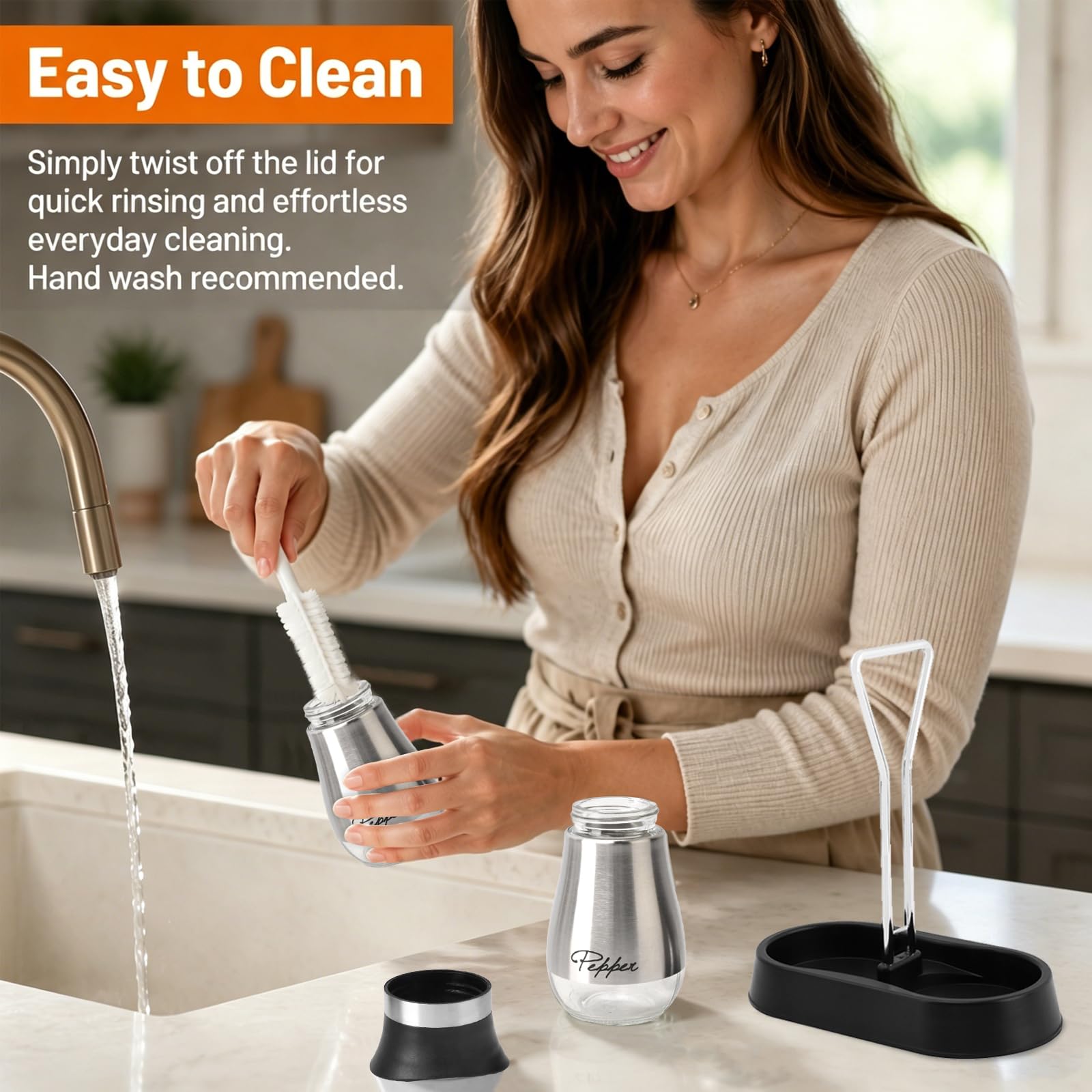 Salt & Pepper Shakers Set with Holder -9