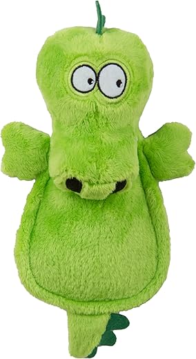 goDog Silent Squeak Flattie Gator Silent Squeak Plush Dog Toy with Chew Guard Technology, Durable Fabric for Active Play, Large