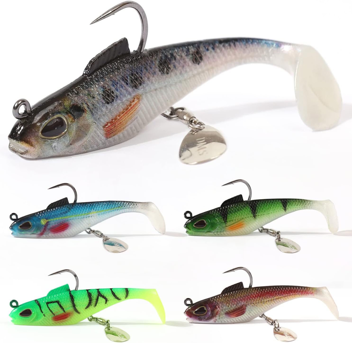 PreRigged Jig Head Paddle Tail Soft Plastic Fishing Lures
