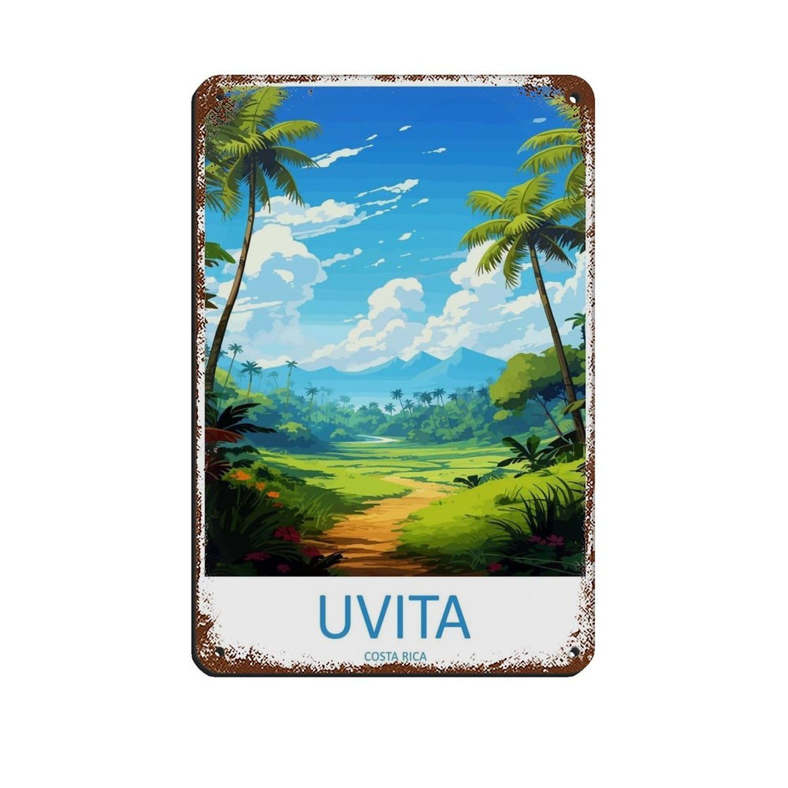 Uvita Travel Art Costa Rica Art (2) Tin Sign Vintage Metal Pub Club Cafe Bar Home Wall Art Decoration Poster Retro 8x12inch(20x30cm)