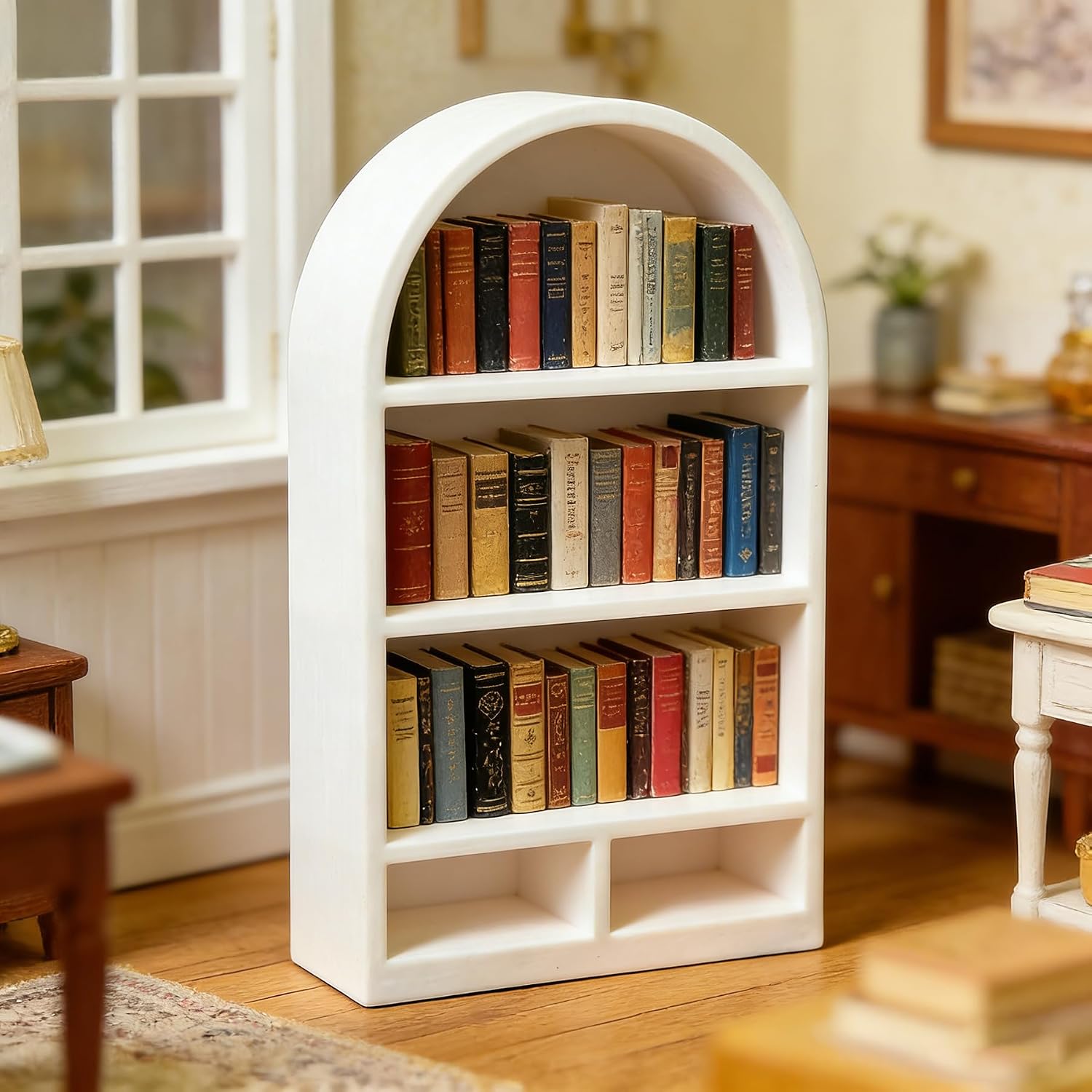1:12 Scale Round-Top Bookcase, Vintage Model Shelf for Adults image 3