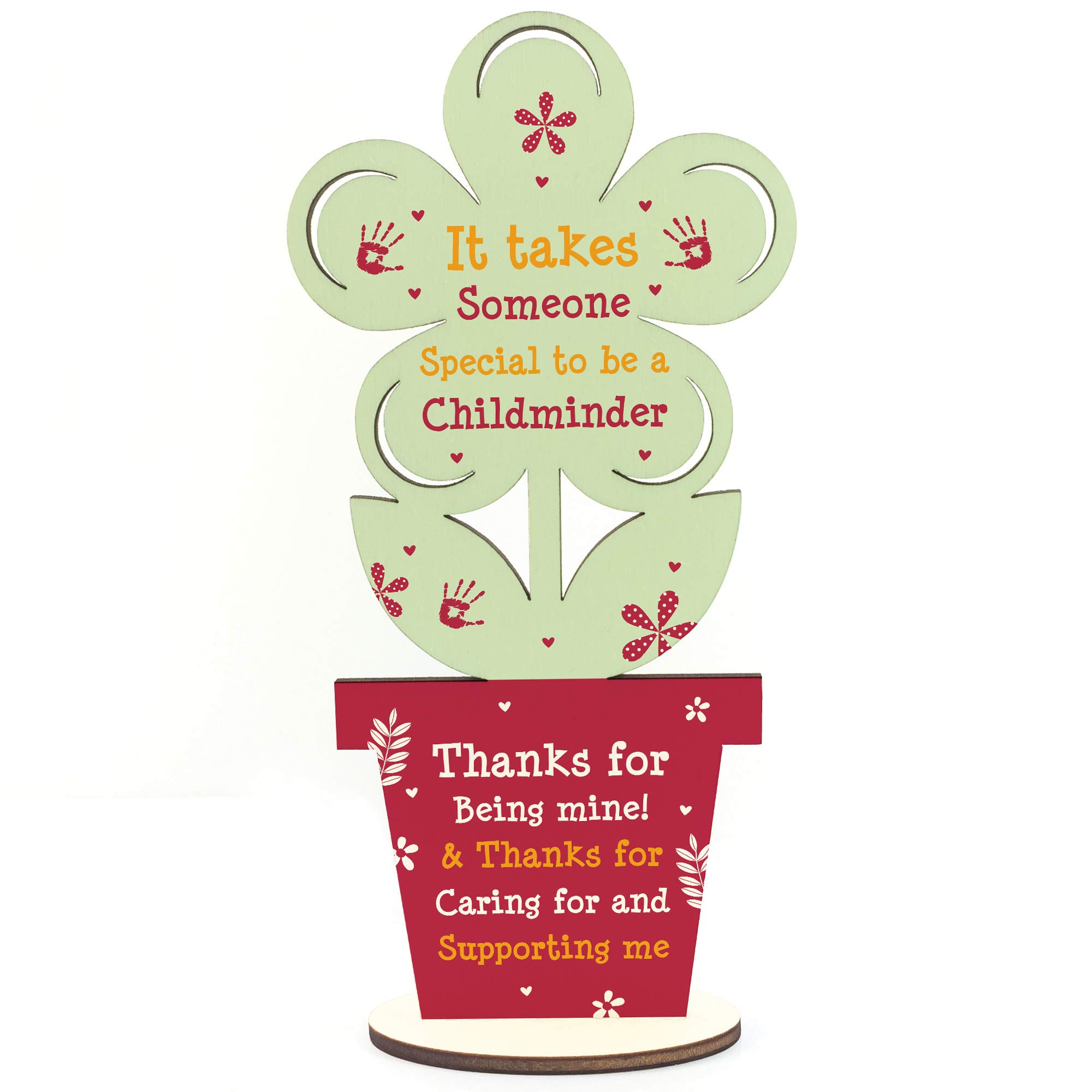 Red Ocean Childminder Babysitter Thank You Gifts Handmade Wooden Flower Standing Plaque Leaving School Nursery Gifts