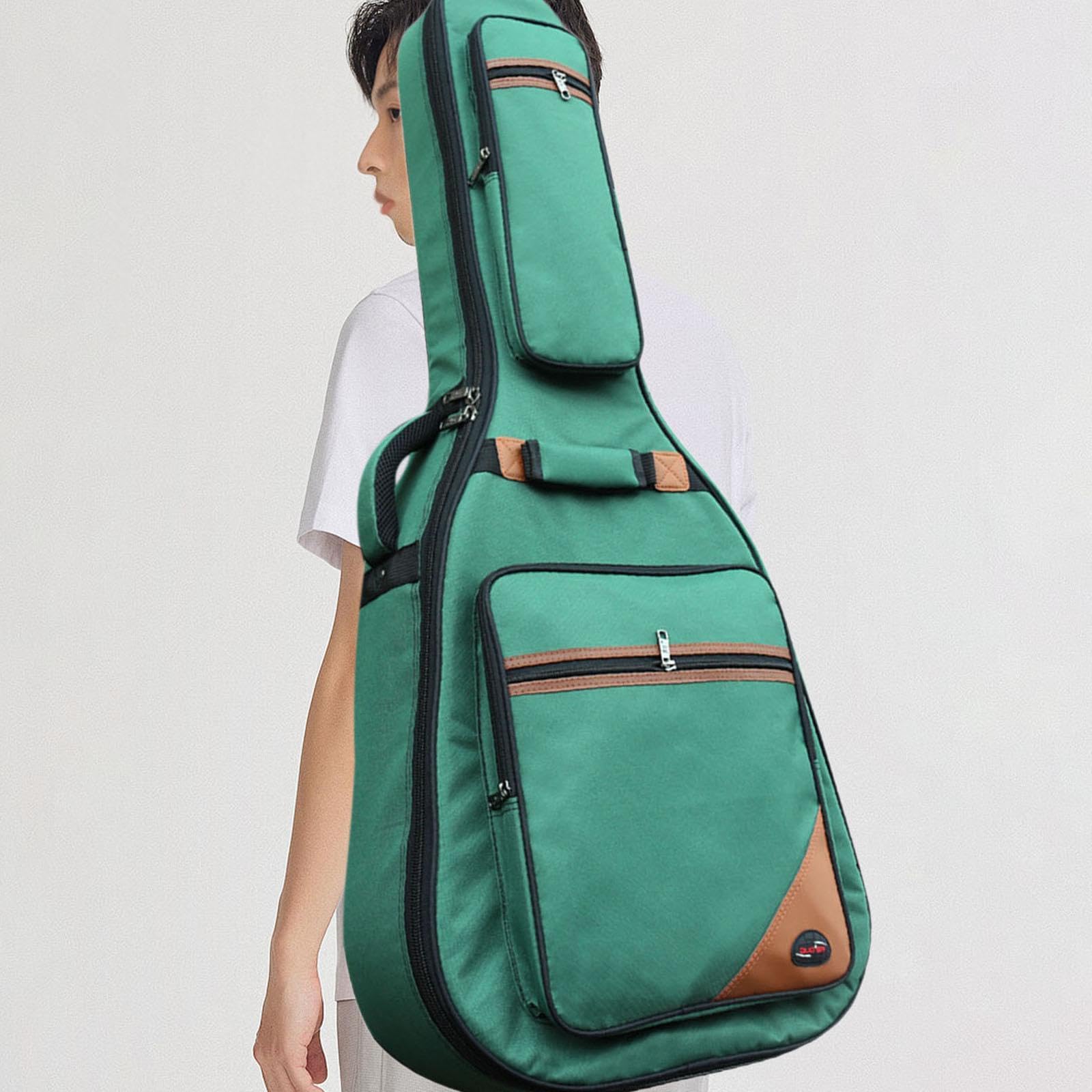 Borsa per Chitarra Acustica 42 Pollici Zaino Trasporto con Tasche Spessa Imbottitura Protezione Custodia Gig Bag- Verde