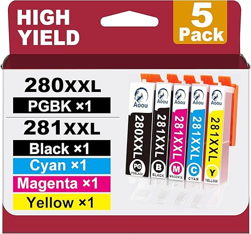 Aoou PGI-280 CLI-281 Cartuchos de tinta compatibles de repuesto para PGI-280XXL CLI-281XXL para usar con impresoras PIXMA TS9120 TS8120 TS8220