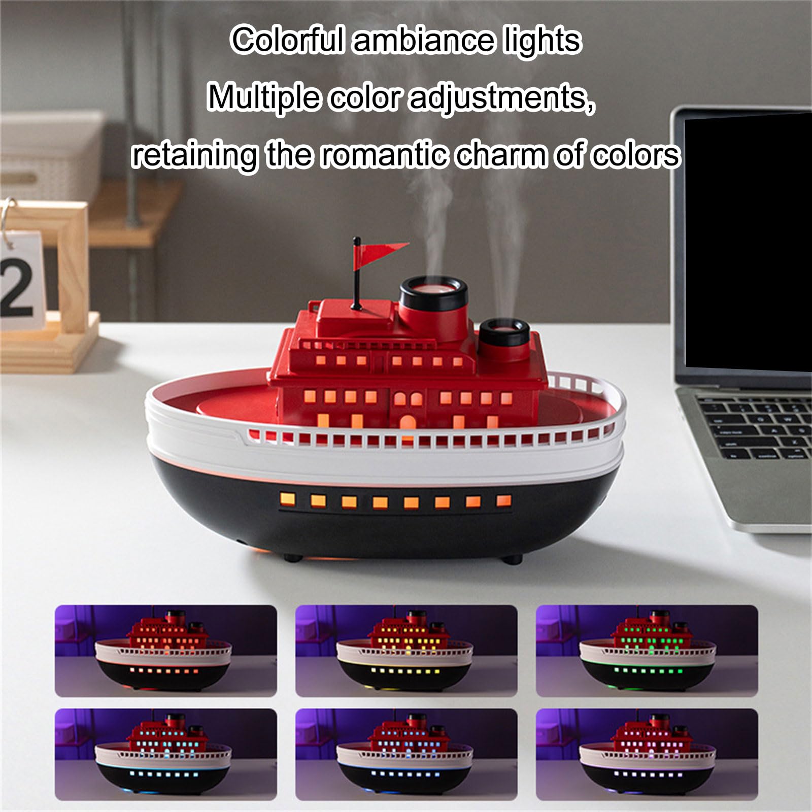 Ship Double Mists Nawilżacz Lampka nocna Funkcja Dyfuzor oleju do domu Kontrola Powietrza Statek Nawilżacz do Pokoju