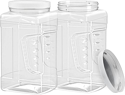 Miniatura 1 de ljdeals Contenedores de almacenamiento de plástico transparente de 1 galón, recipientes cuadrados de boca ancha, paquete de 2, sin BPA, aptos para