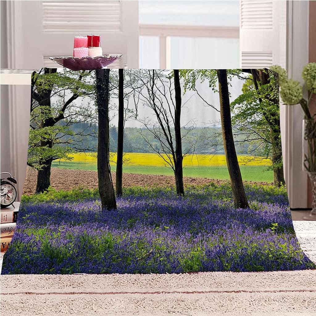 Couverture sofa 3D fleurs violettes pour cocooning au salon et moments de détente