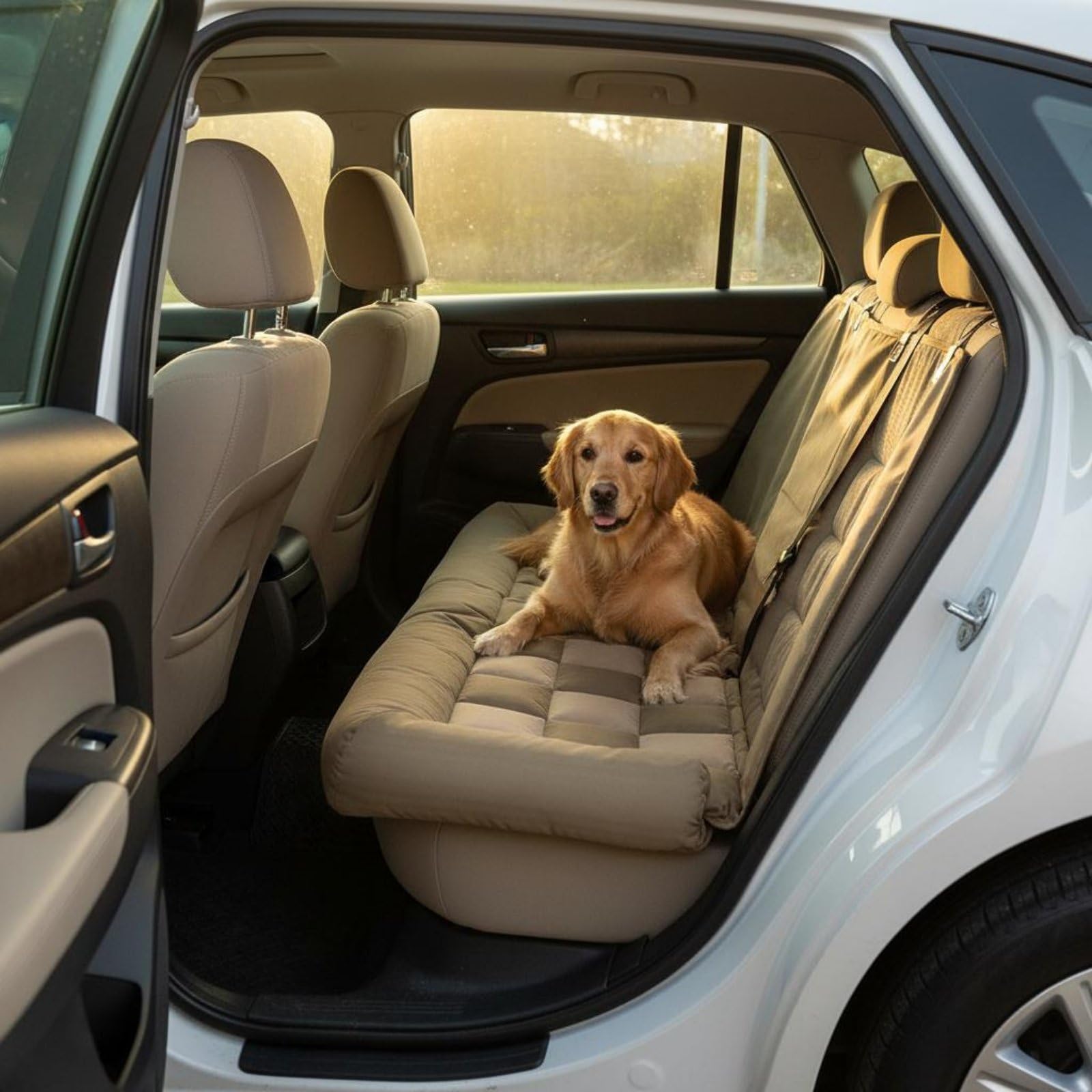 Hamaca Asiento Trasero Mascotas Fácil Limpieza Cama Coche Mascotas Resistente Al Desgaste Alfombra Viaje Perros para Salidas Largas, Púrpura, Asiento Trasero De Coche 124CM