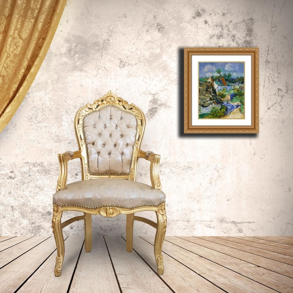 ArtDirect Houses At Auvers - Vincent Van Gogh Custom Framed Art Print Giclee Print or Canvas Options with Various Sizes and Customization by Masters Collection