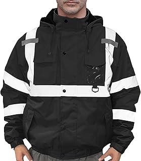FATONE Hi Vis Jackets for Men Reflective Safety, Construction Worker Winter Coat Waterproof with