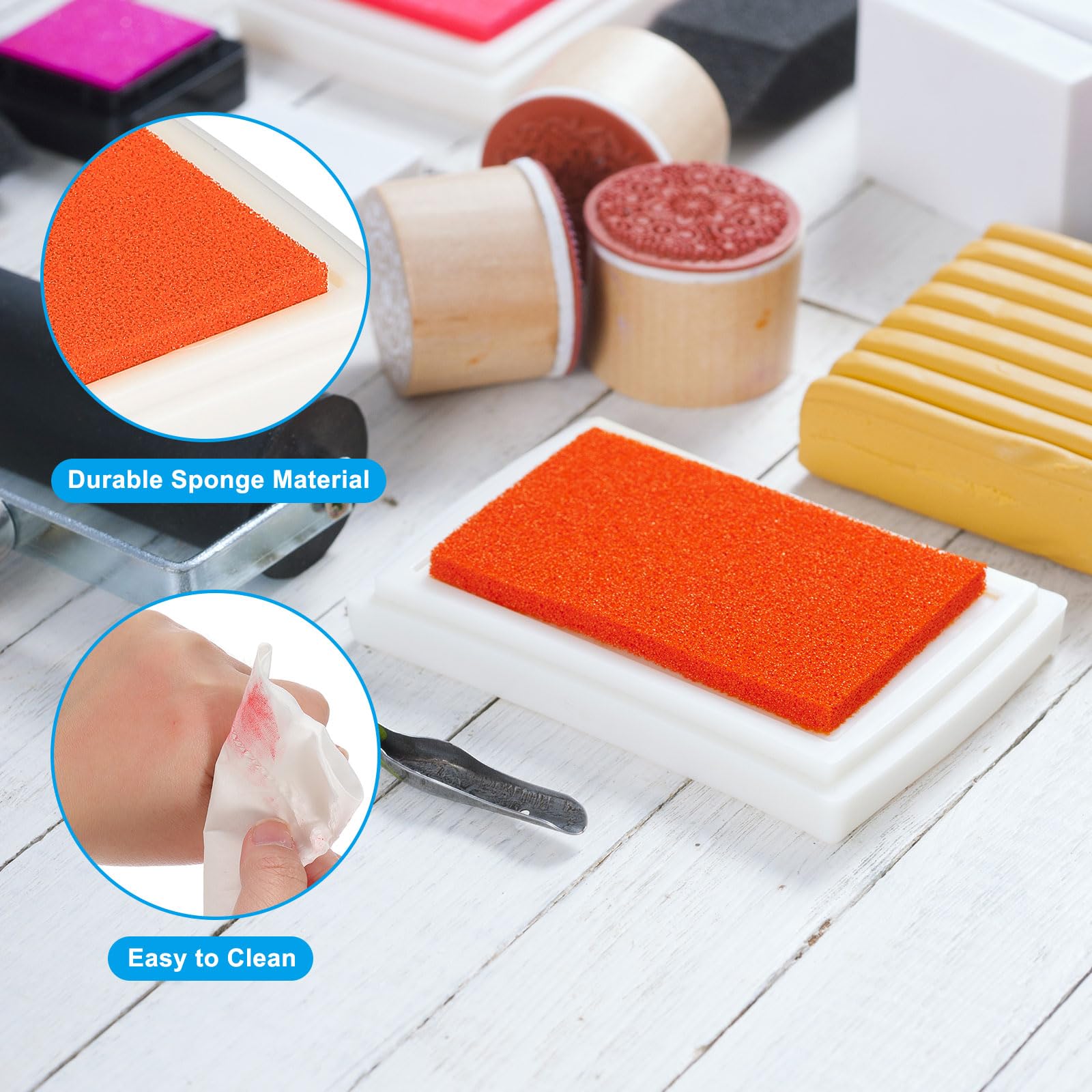 PATIKIL Craft Ink Pads for Stamps 2 Pcs Washable Finger Print Ink Stamp Pad Color DIY Square for Rubber Stamps Paper Scrapbooking Fabric Wood - Image 3