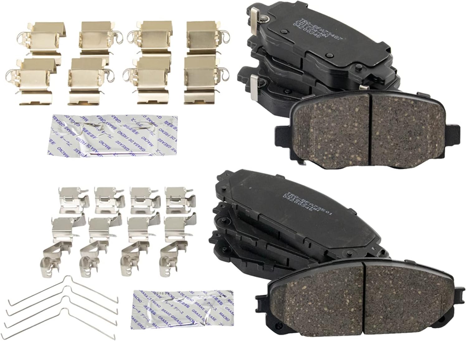 trq front & rear brake pads ceramic compatible with 2016-2020 jeep cherokee