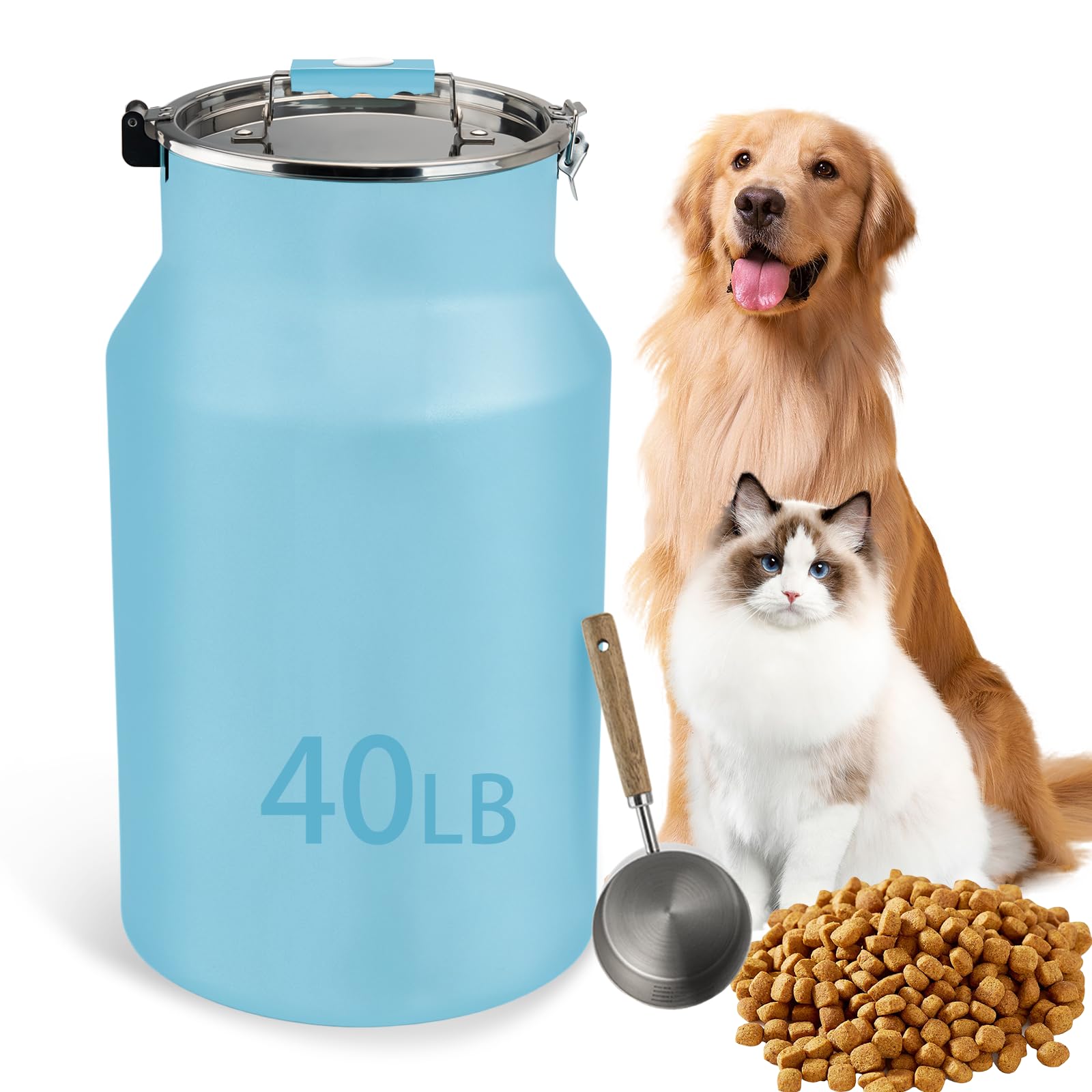 Photo 1 of SSyang Dog-Cat Food Storage Container 40 lb, Airtight Stainless Steel Bin