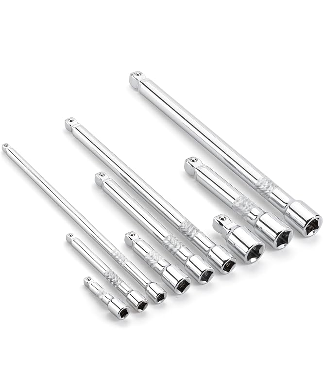 Jogo de Extensões Oscilantes para Soquetes Bates Choice em Aço-liga Cromado, 9 Peças, Acionamentos de 6,35 mm, 9,5 mm e 12,7 mm