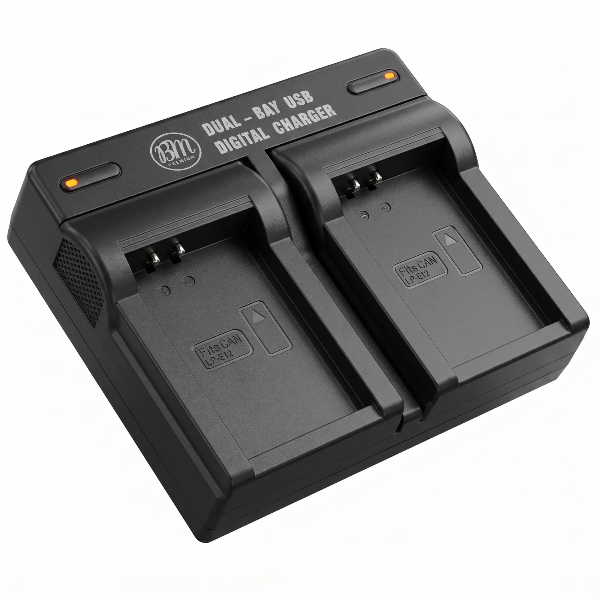 BM Premium LP-E12 Dual Battery Charger for Canon EOS-M, EOS M2, EOS M10, EOS M50, EOS M50 II, EOS M100, EOS M200, SX70 HS, Rebel SL1 Cameras