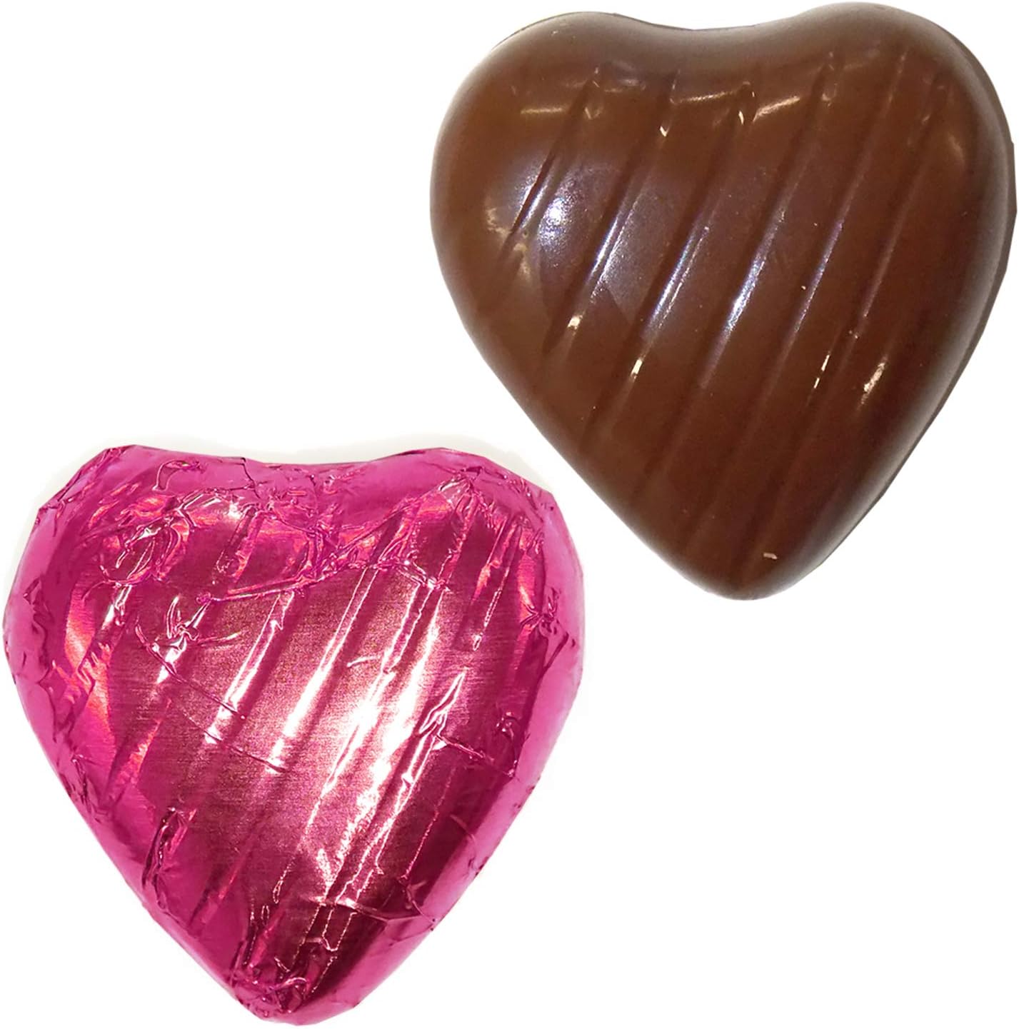 The Chocolate Factory, Pink Foil Wrapped Heart Shaped Milk 500g