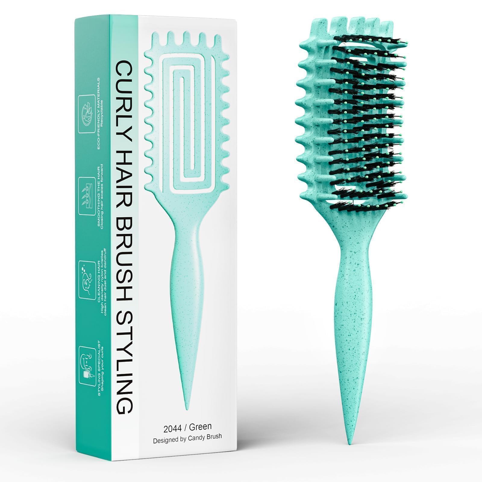 Curly Hair Detangling Brush Nylon Bristles for Defining Curls Women Men KISS Colors & Care Glide & Define Non-Slip Detangling Brush  main image 2