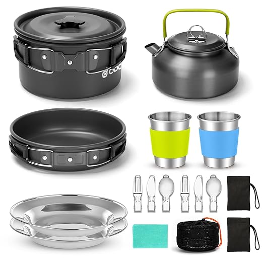 Odoland 15-Piece Camping Cookware Set for Two