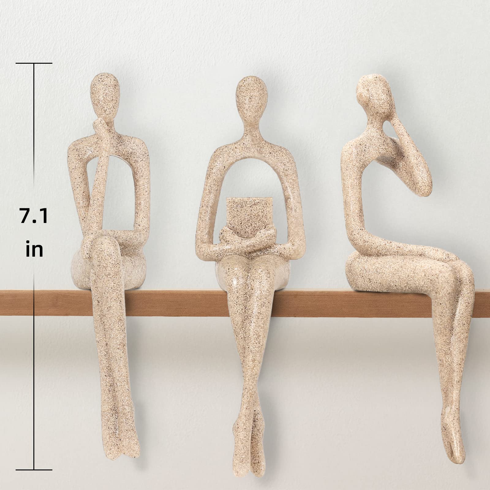 BMLCGJ Statua del pensatore decorazione dorata scultura arte astratta, statuette da collezione in resina dorata per casa, soggiorno, ufficio, scaffale, ottima idea regalo (posizione seduta-arenaria)