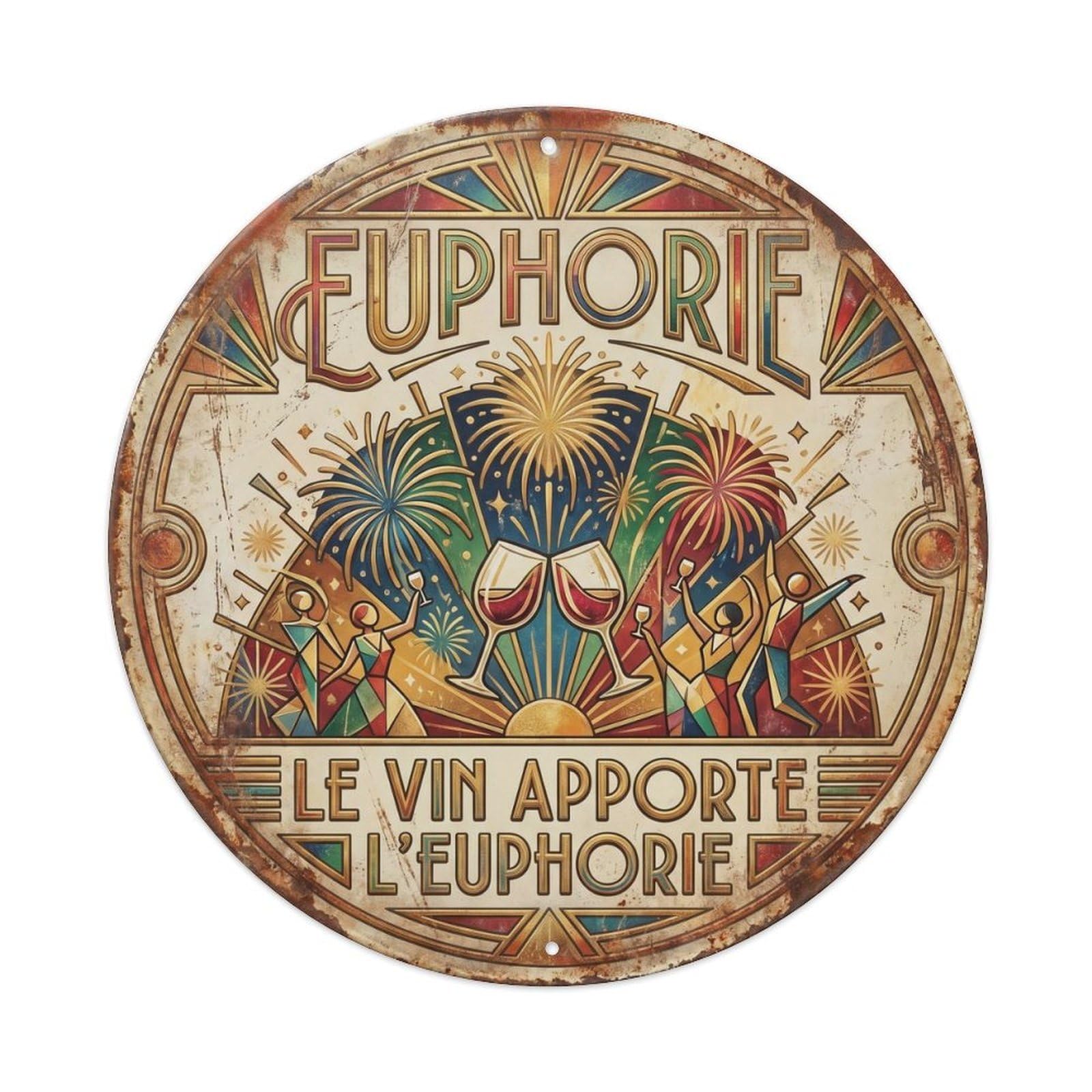 Euphoria Humorous Bistro Euphoria Vintage Metal Tin Sign Plaque Wall Decor for Cafe, Club Bar, Office, Garden Metal Poster 8x8Inch