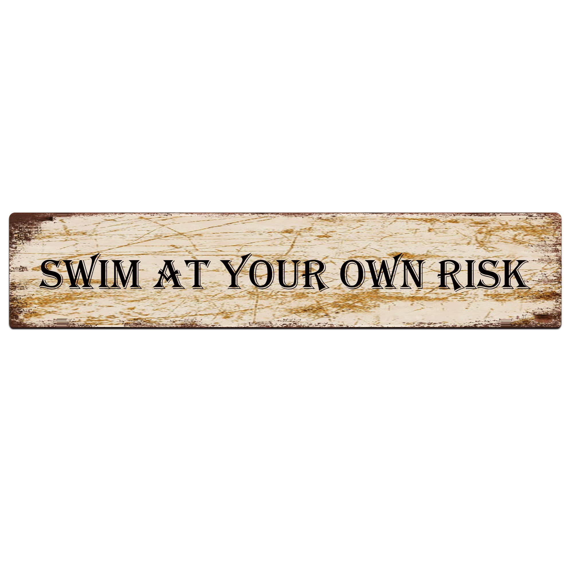 Swim at Your Own Risk Retro Tin Signs Aluminum Metal Sign for Kitchen Home Garden Wall Bar Cafe Decor 4x16 Inch