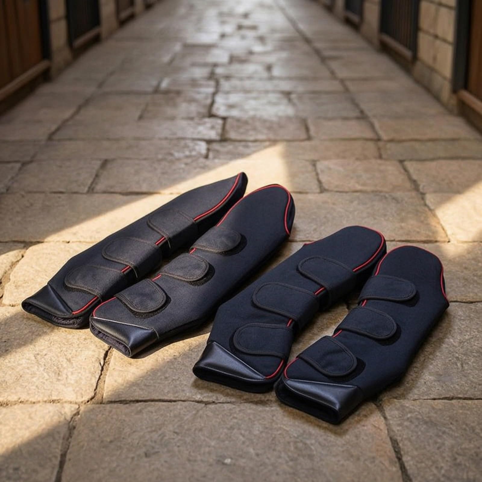 Protectores de Pierna para Caballo Botas de Viaje Guindaletas Cañoneras con Fijación Múltiple de Que Mantiene en Su Sitio Adecuados para Transporte Entrenamiento