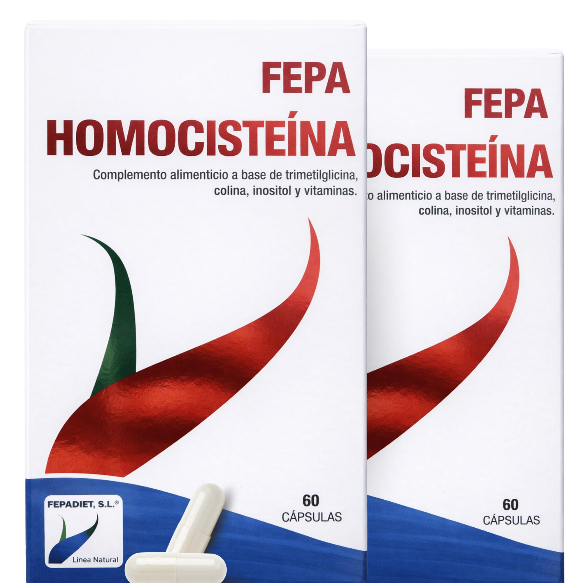 Homocisteína FEPA – 60 Cápsulas Pack de 2 – Colina, Betaína (TMG), Inositol y Vitaminas B6, B9 y B12 – Complemento Alimenticio – Apoyo Metabolismo de la Homocisteína y el Bienestar General – Fepadiet