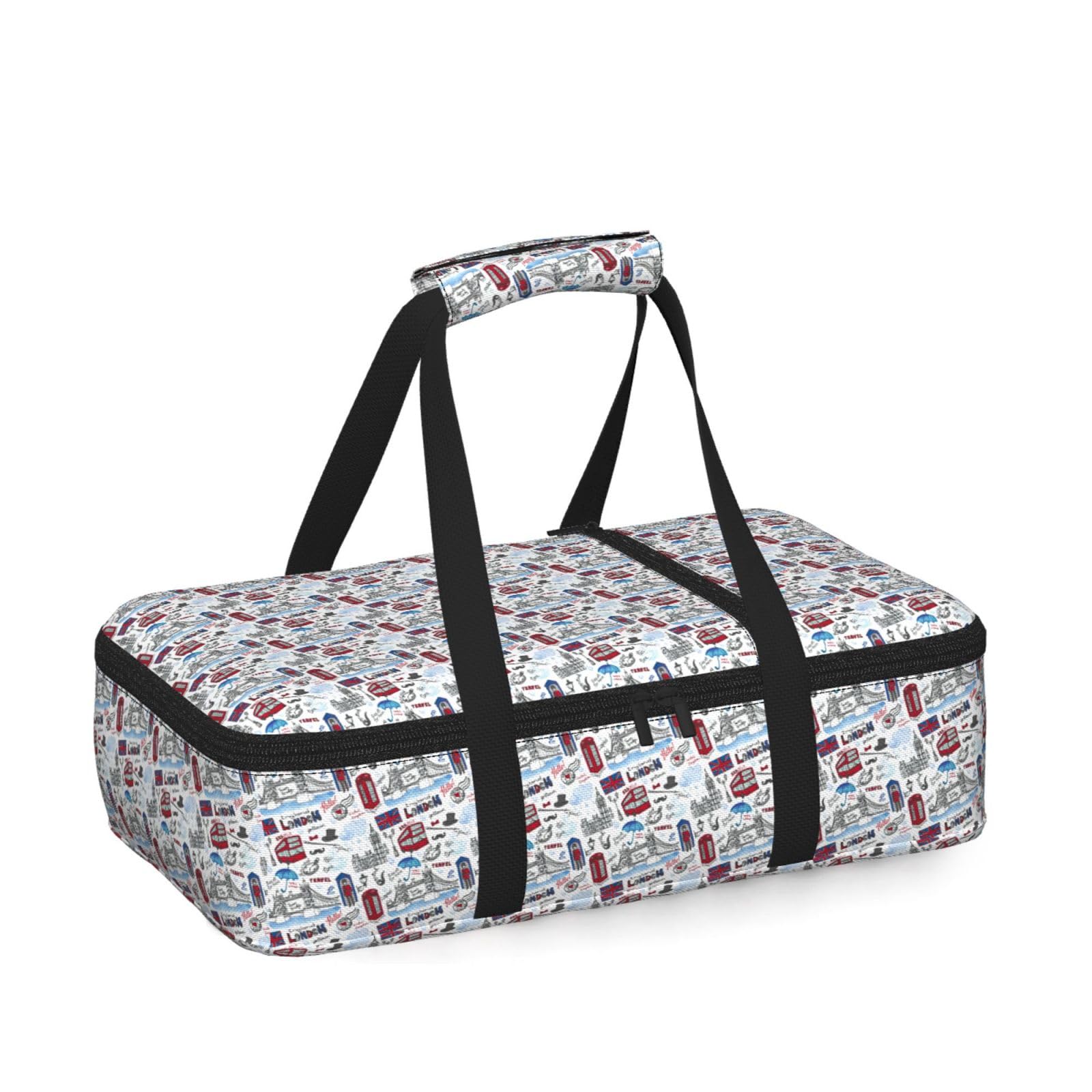 London Print Insulated Thermal Food Storage Bag Daily Reusable Picnic Tote Lunch Box Home