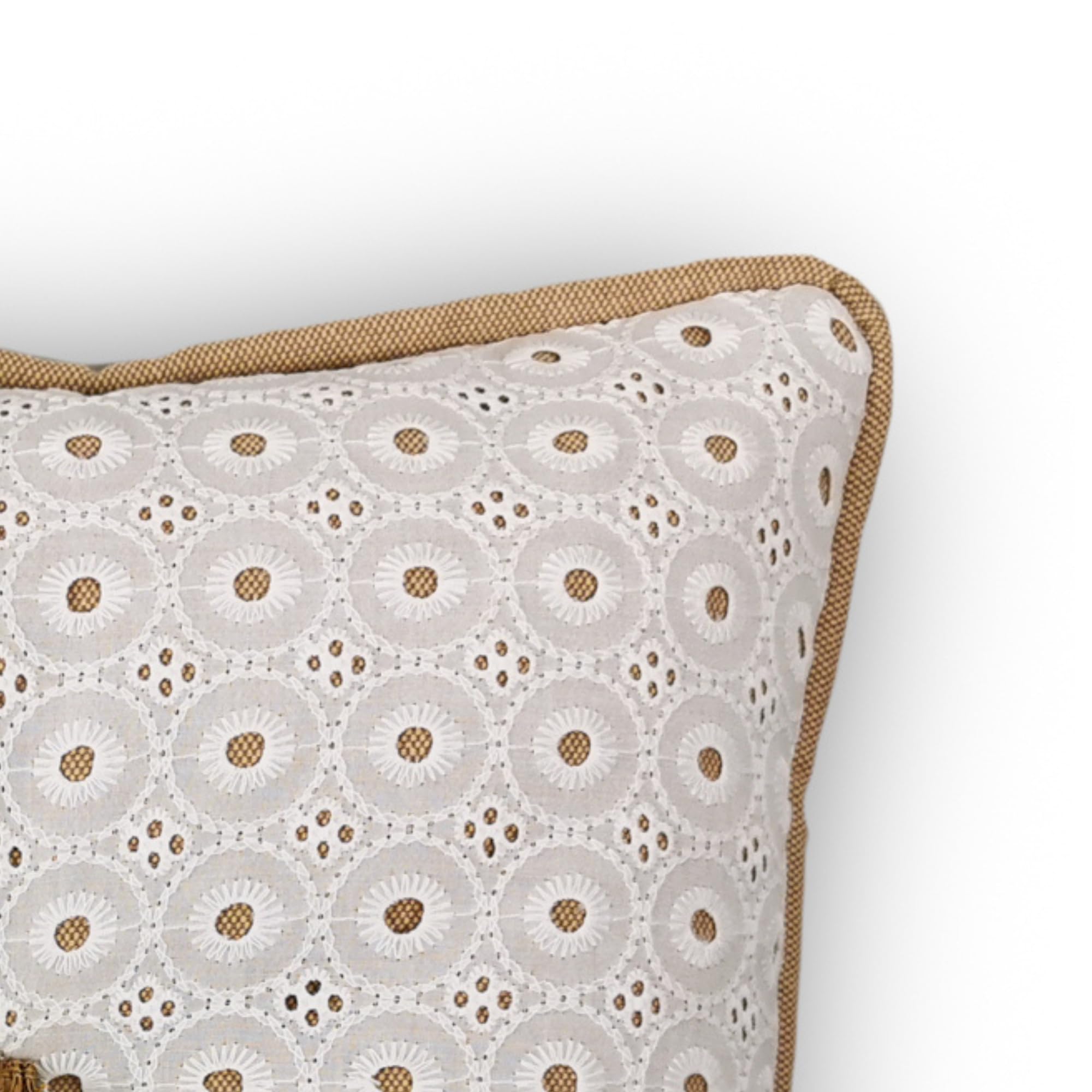 TAPIDECOR | Pack 2 Fundas + 2 Rellenos Cojín | Modelo Liberty Camel | Decoración Hogar | Cojin para Cama, Sofa, Salon | Diseño Moderno y Elegante | Doble Tejido | Bambula y Bordado | Cordón| 30x30cm