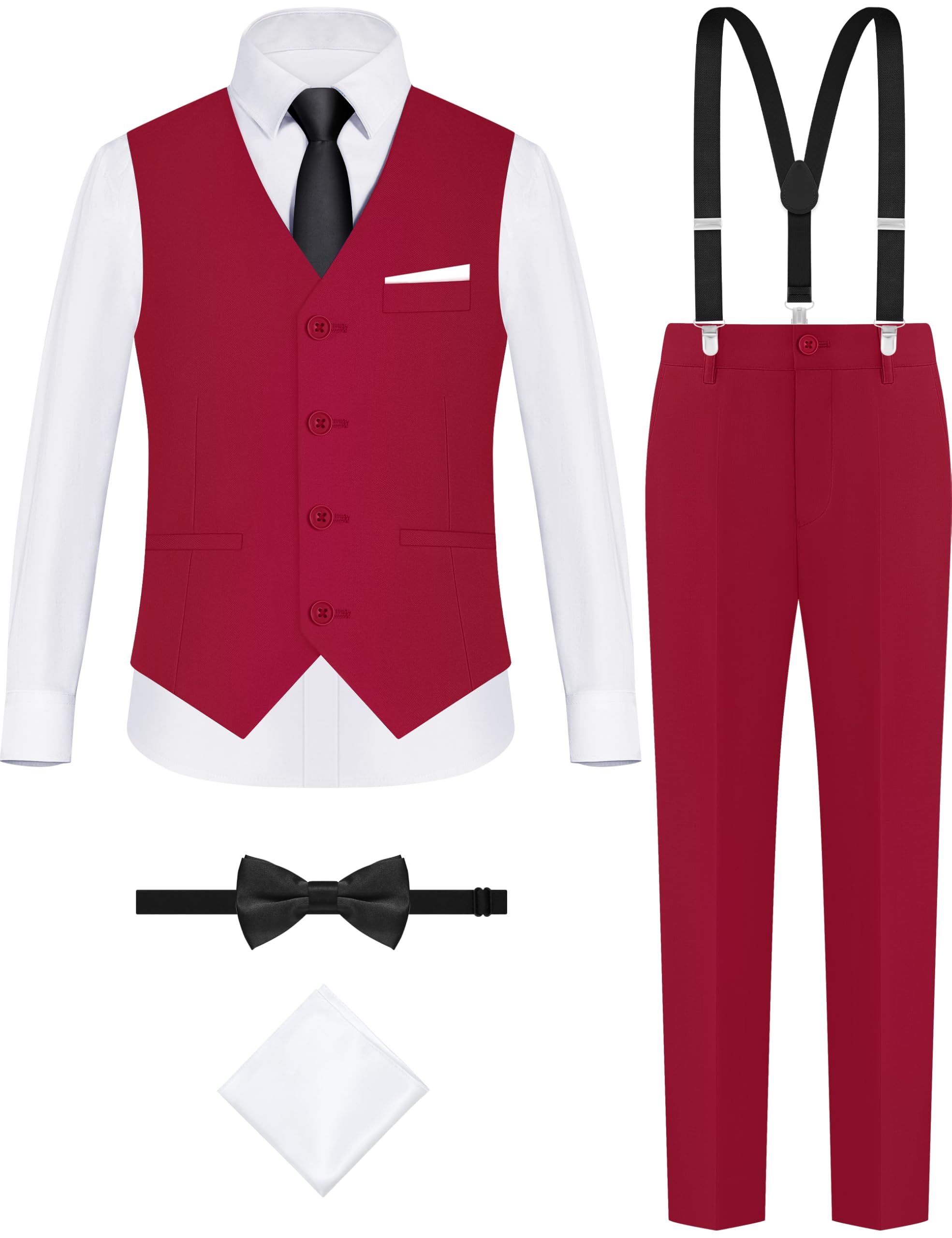 ELPA ELPA Boys' Formal Suit Vest Set with Suspender, Kids Suit for Wedding