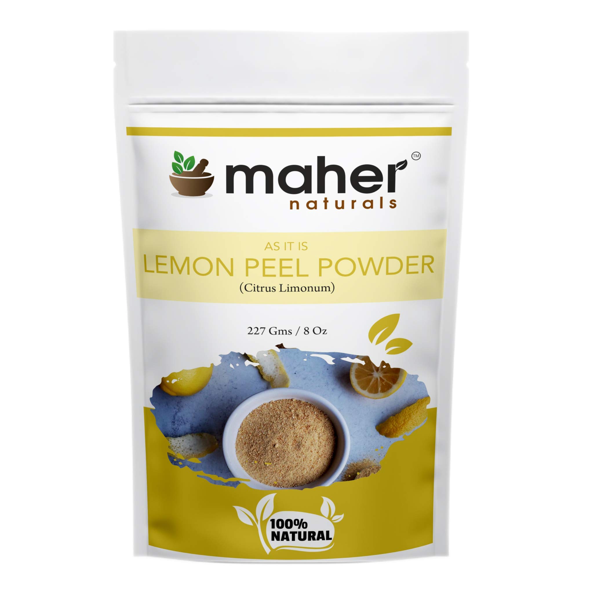 Maher Naturals 100% Pure & Organic Lemon Fruit Peel Face Cleanser Powder | Citrus limonum, 227 g
