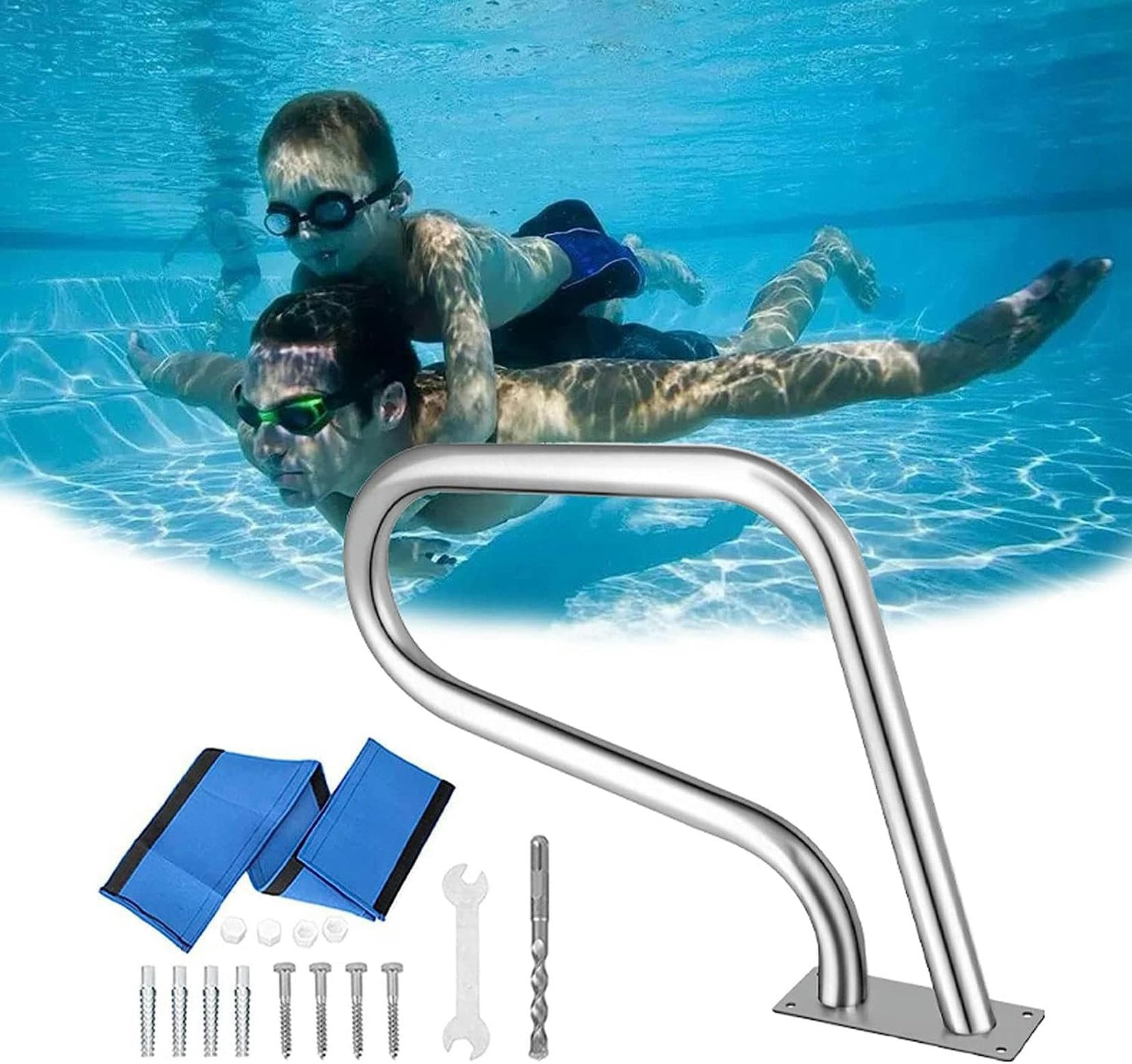 Rampe de piscine en acier inoxydable barre d'appui de sécurité charge 250 lbs