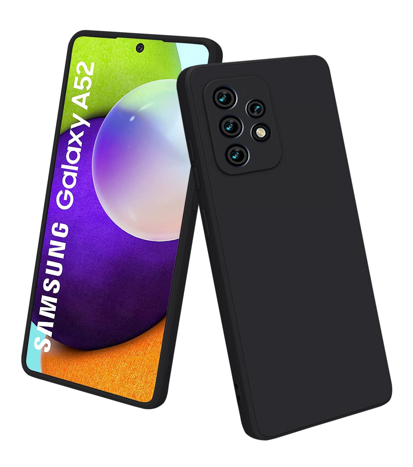 VSHOP Silicone Back Case Cover Compatible with Samsung Galaxy A52 / A52s 5G Case Cover | Microfiber Inside | Raised Lip Protection Back Case Cover - Black (B09V3H6H9B) Amazon Price History, Amazon Price Tracker