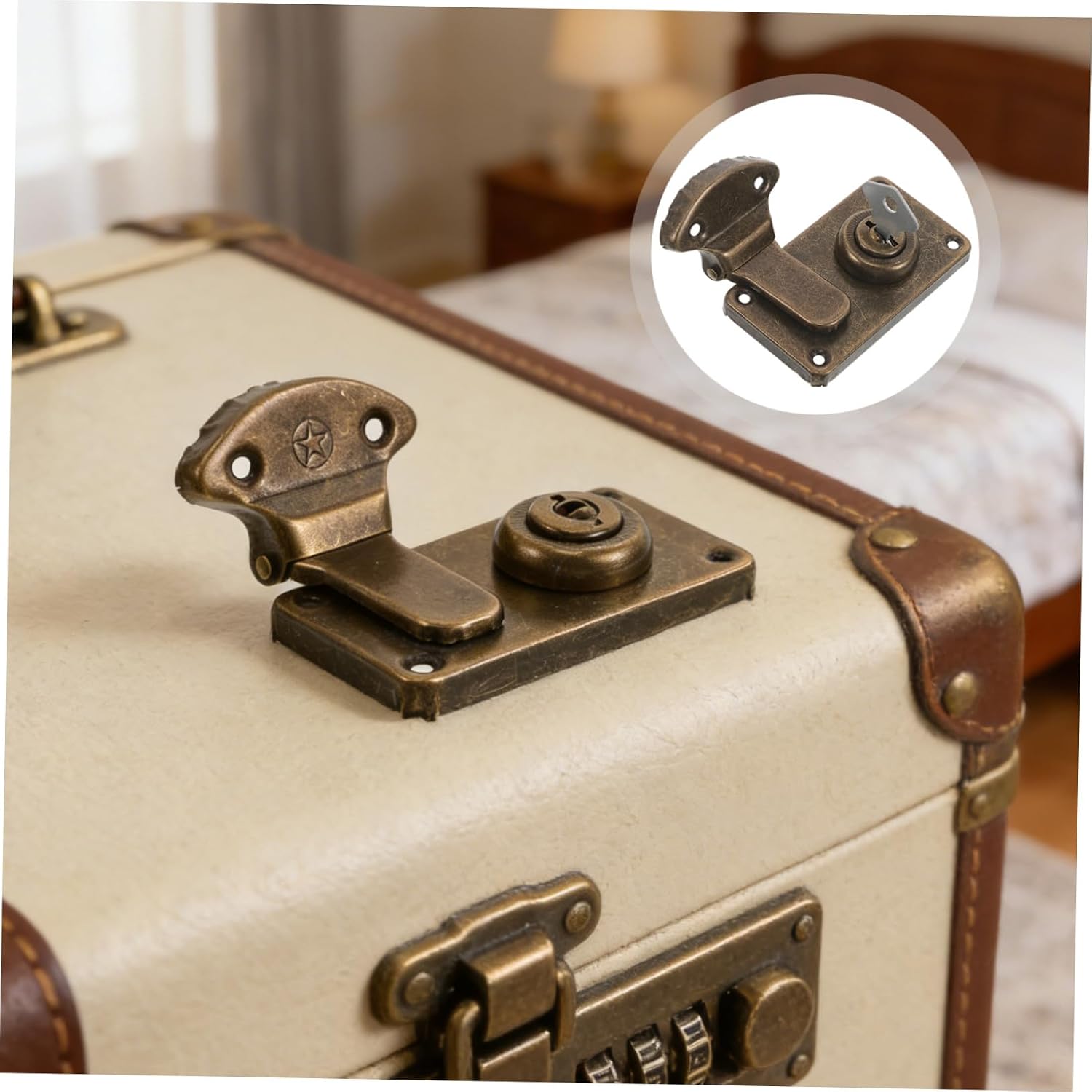 Luggage Locks with Dual Security Mechanism Antique Style 6pcs Iron and Multi-Purpose Decoration, Retro Metal Toggle Latch for Wooden Case, Toolbox, and Daily Commutes