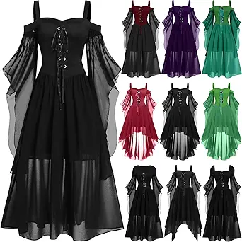 OIOLOYJM Witch Costume Women Sexy Plus Size Renaissance Vampire Gothic Halloween Costumes Woman 2025 Clothes Dresses