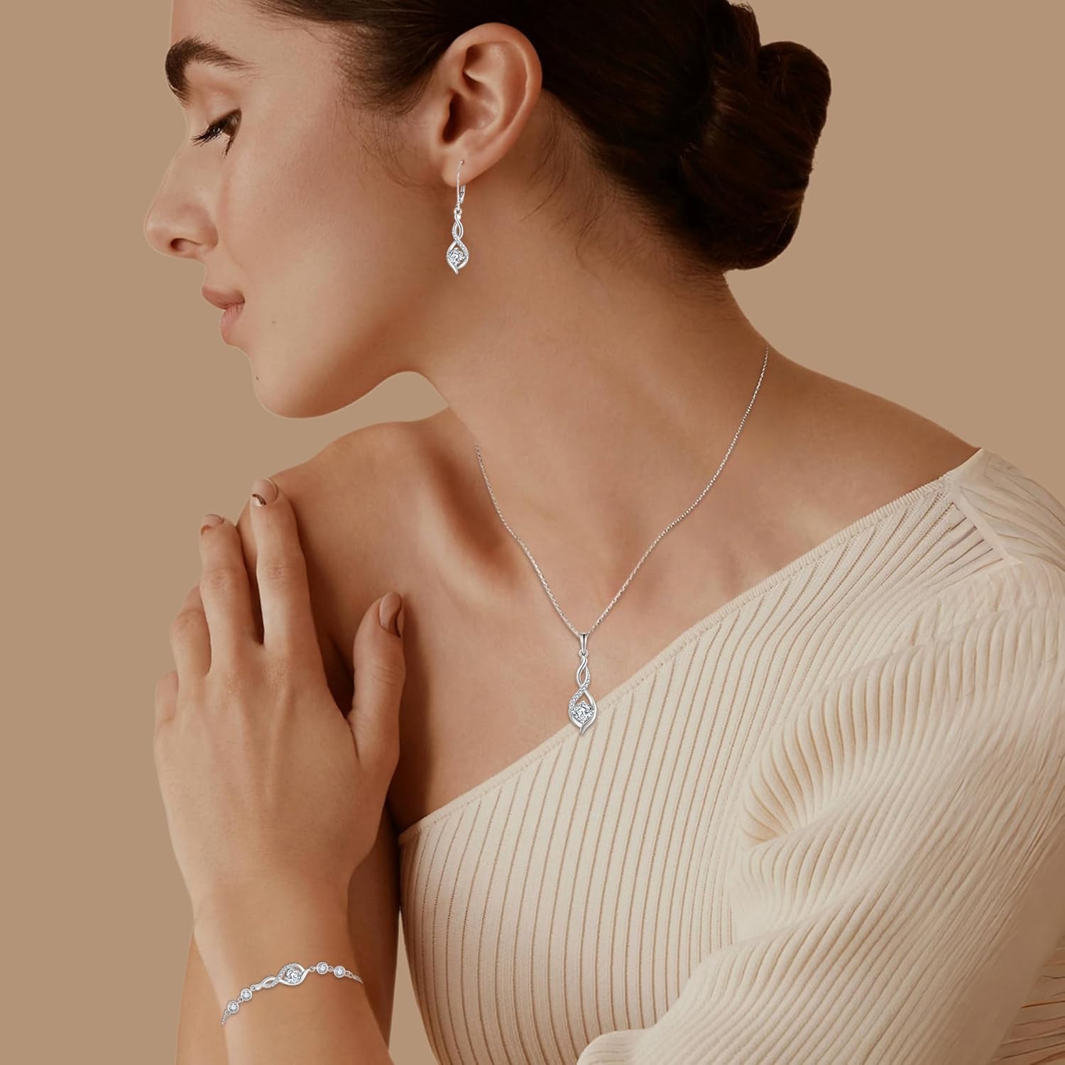 Infinity Necklaces for Women 925 Sterling Silver Birthstone Pendant Necklace Anniversary Birthday Jewelry Gifts for Women - Image 3