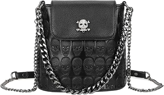 Handbags for Women Punk Ladies Purses PU Leather Satchel Skull Shoulder Tote Bag